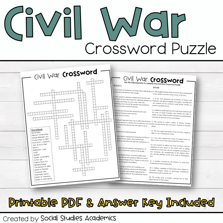 History cross word puzzles